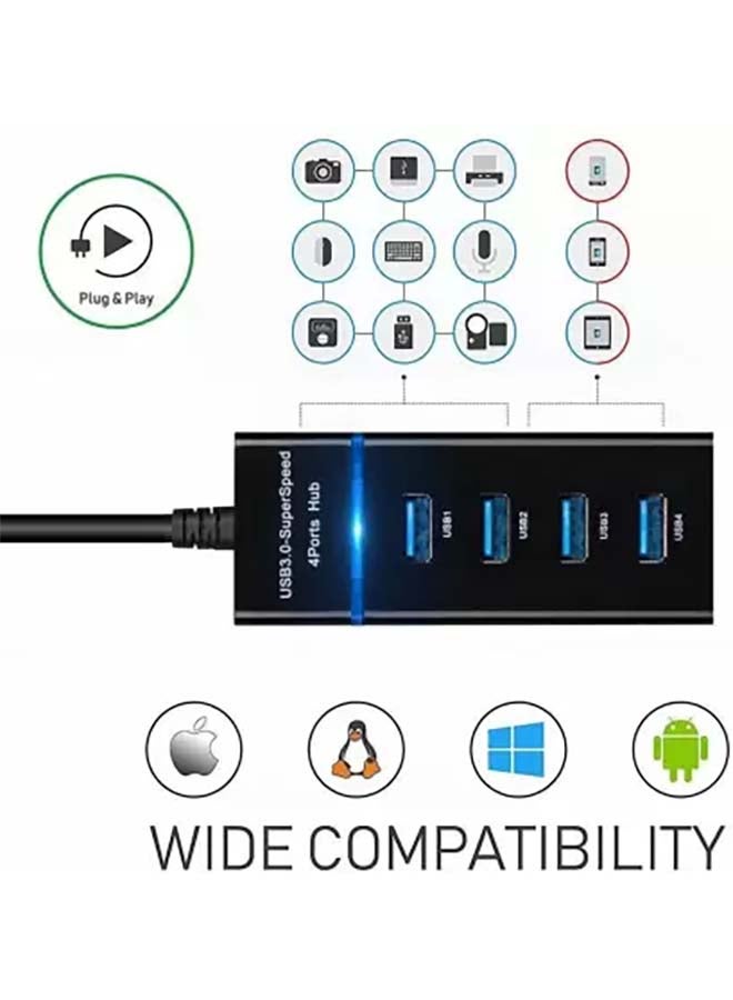 موزع USB 3.0 فائق السرعة بـ 4 منافذ
