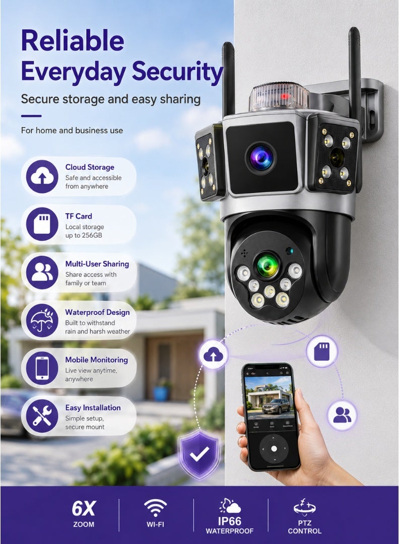 Honton Dual Lens PTZ 4G Security Camera – 8K, 6X Zoom