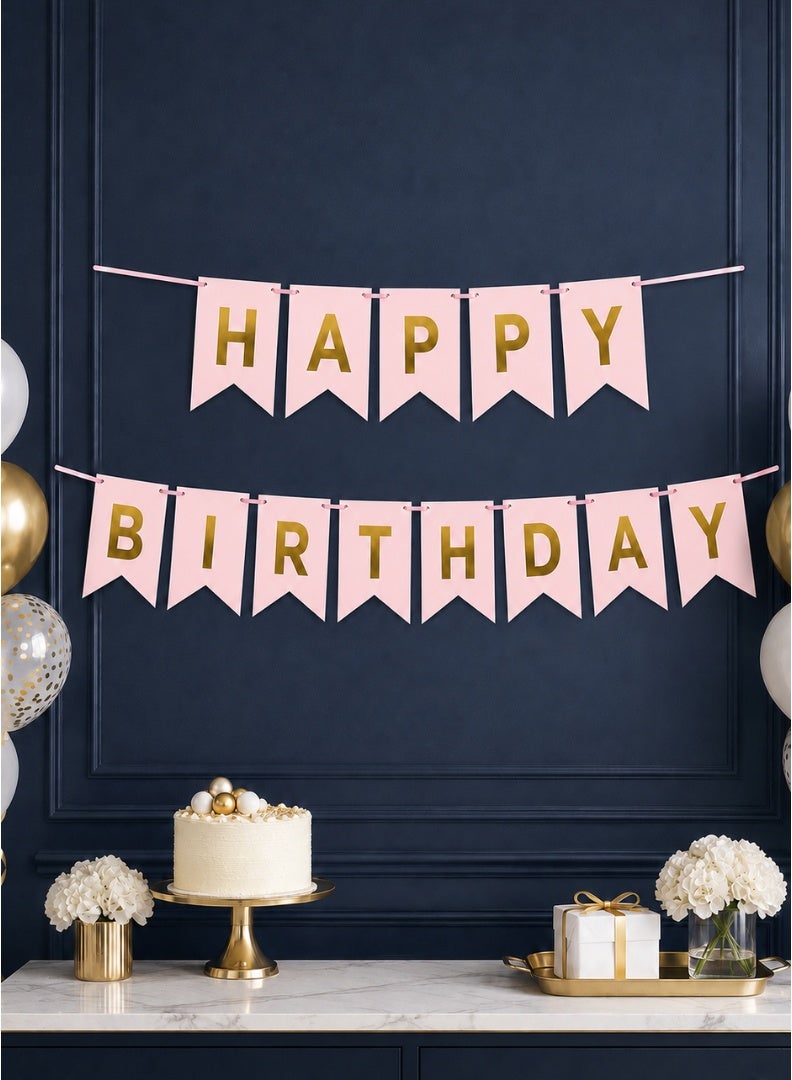 Happy Birthday Letter Banner with Hanging Ribbon
