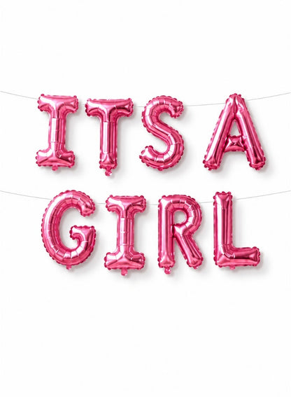 Italo It's A Girl Foil Letter Balloon Banner Set