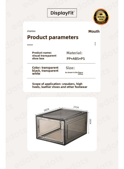 DisplayFit Magnetic Side-Opening Shoe Box Organizer