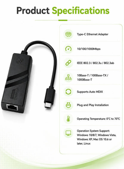 USB-C to Gigabit Ethernet LAN Adapter