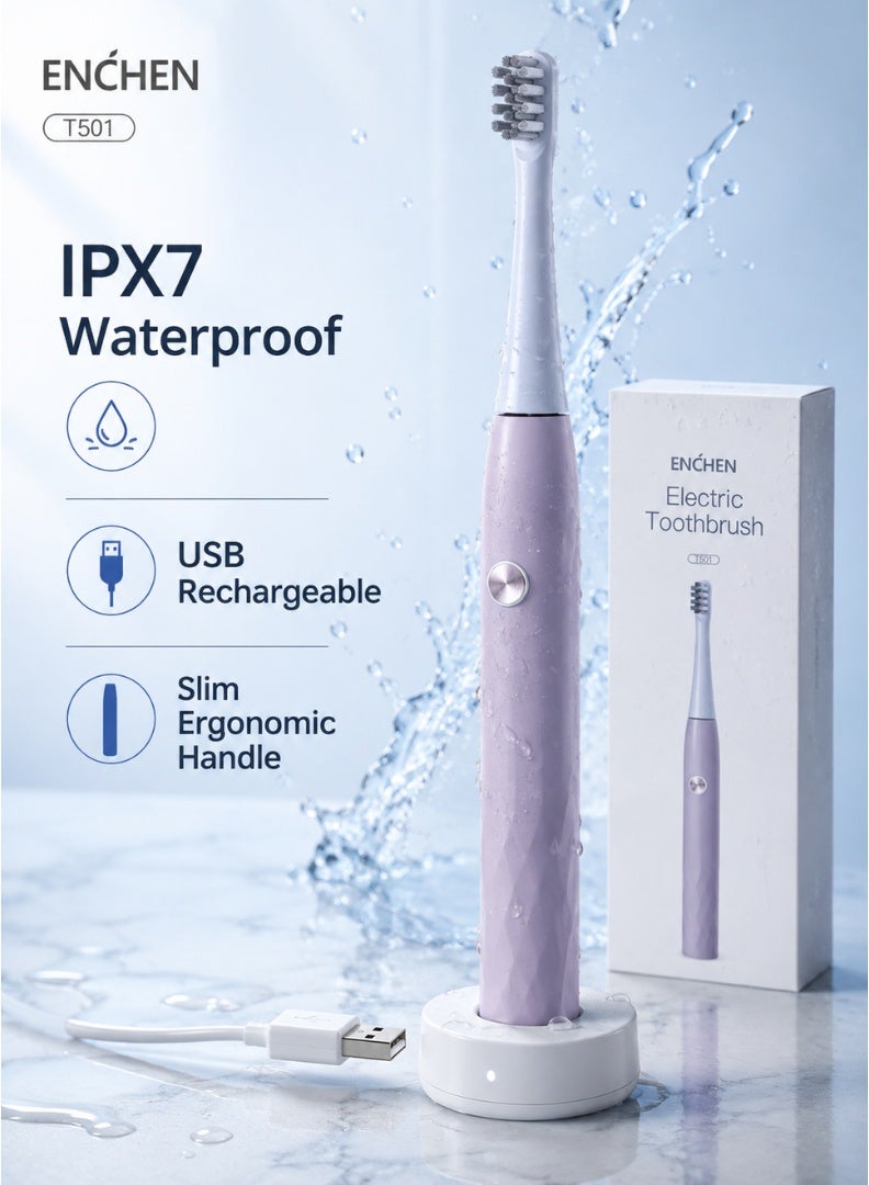 فرشاة الأسنان الكهربائية الصوتية من Enchen – مقاومة للماء بمعيار IPX7، قابلة للشحن عبر USB