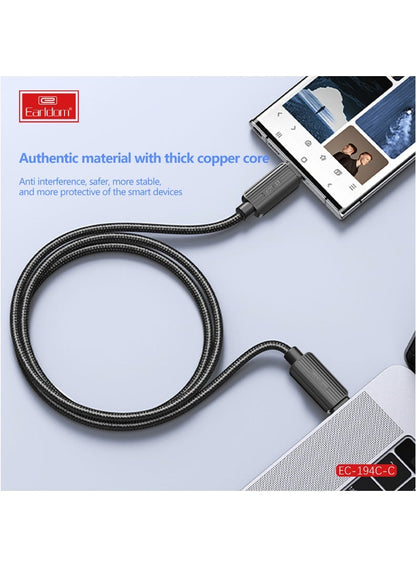 Earldom 60W USB-C to USB-C Braided Fast Charging Cable – 3m