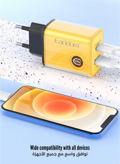 Earldom 20W Dual Port Fast Charger with USB-C Cable – EU Plug