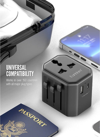 محول سفر عالمي من إيرلدوم مزود بمنفذ USB وUSB-C – بقدرة 2500 واط