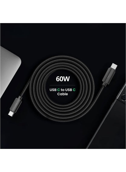 Earldom 60W USB-C to USB-C Braided Fast Charging Cable – 3m