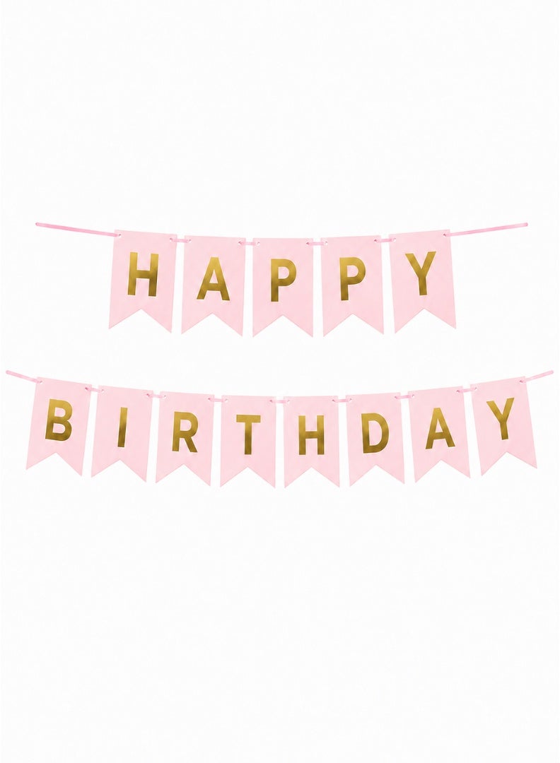 Happy Birthday Letter Banner with Hanging Ribbon