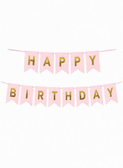 Happy Birthday Letter Banner with Hanging Ribbon