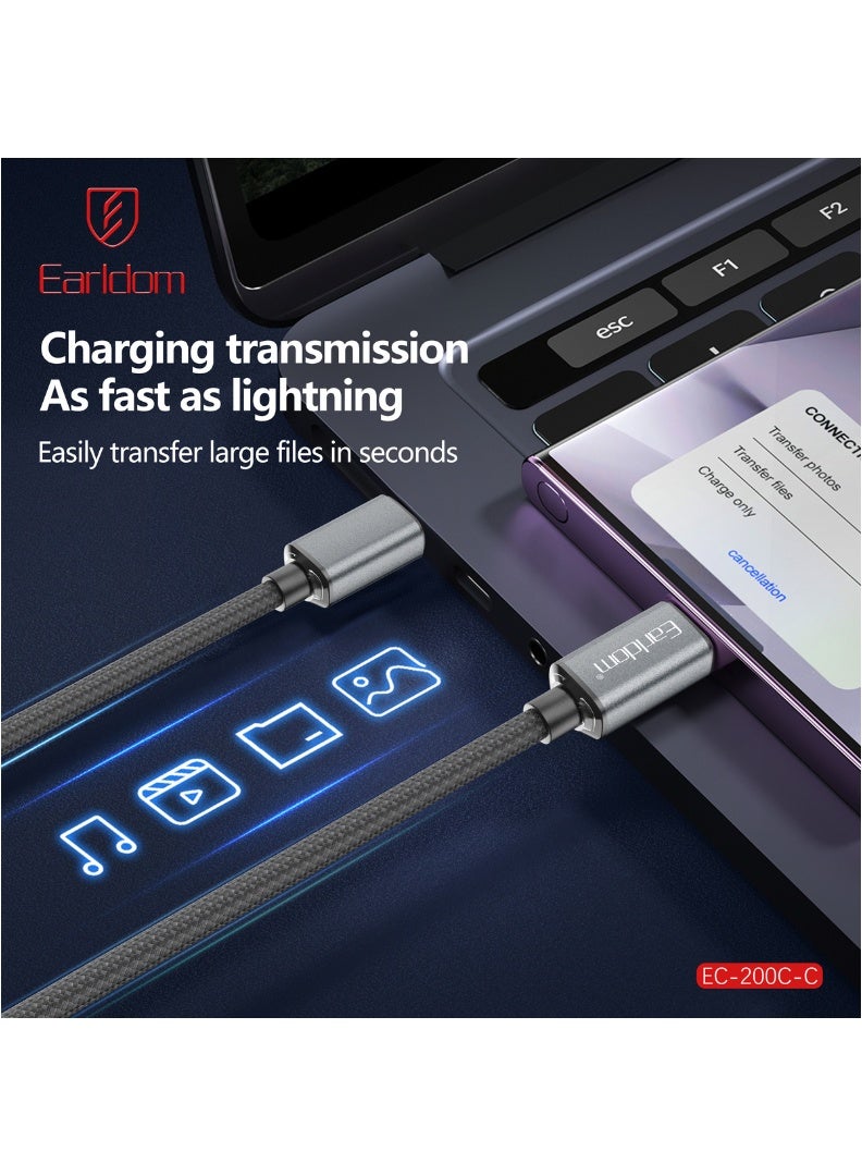 Earldom 60W USB-C to USB-C Braided Fast Charging Cable – 2m