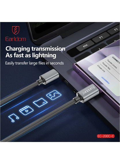 Earldom 60W USB-C to USB-C Braided Fast Charging Cable – 2m