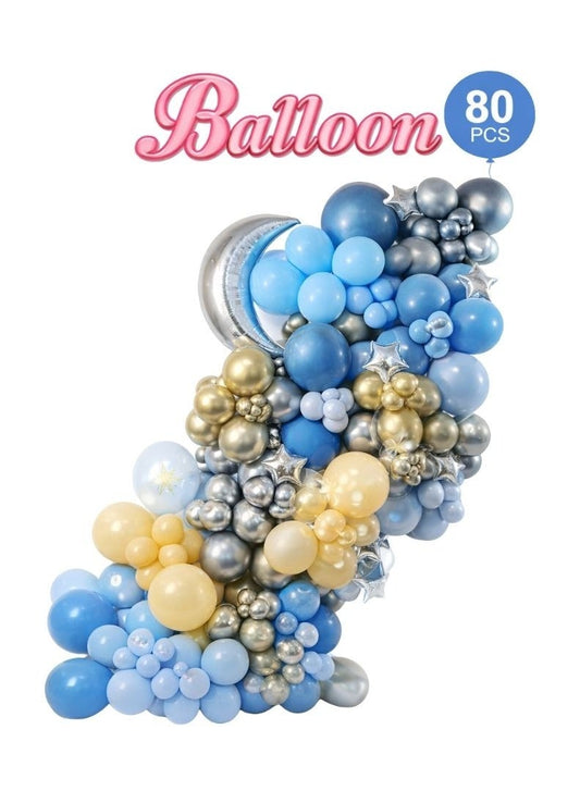 Dimi Balloon Garland Kit – 80 Pieces, Blue Gold Silver