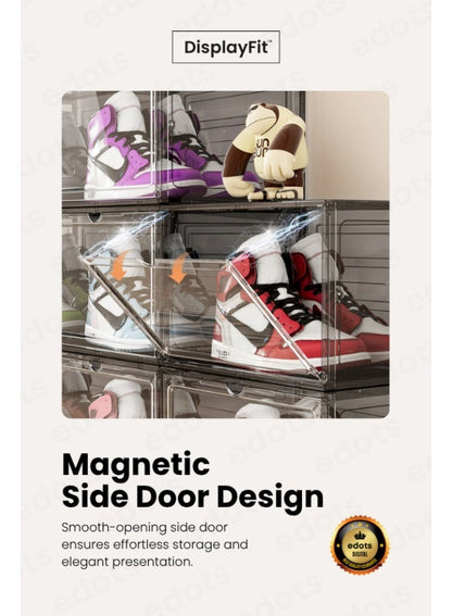 DisplayFit Magnetic Side-Opening Shoe Box Organizer