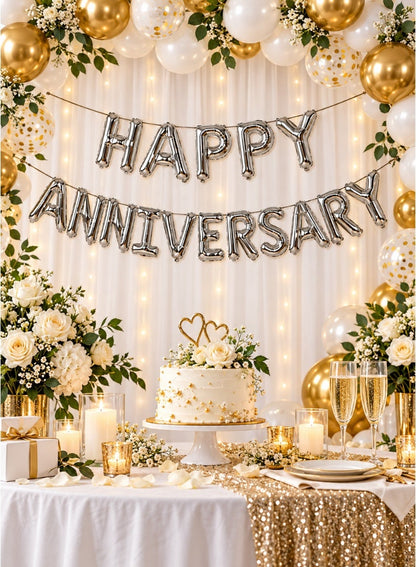 Italo Happy Anniversary Foil Letter Balloon Banner Set