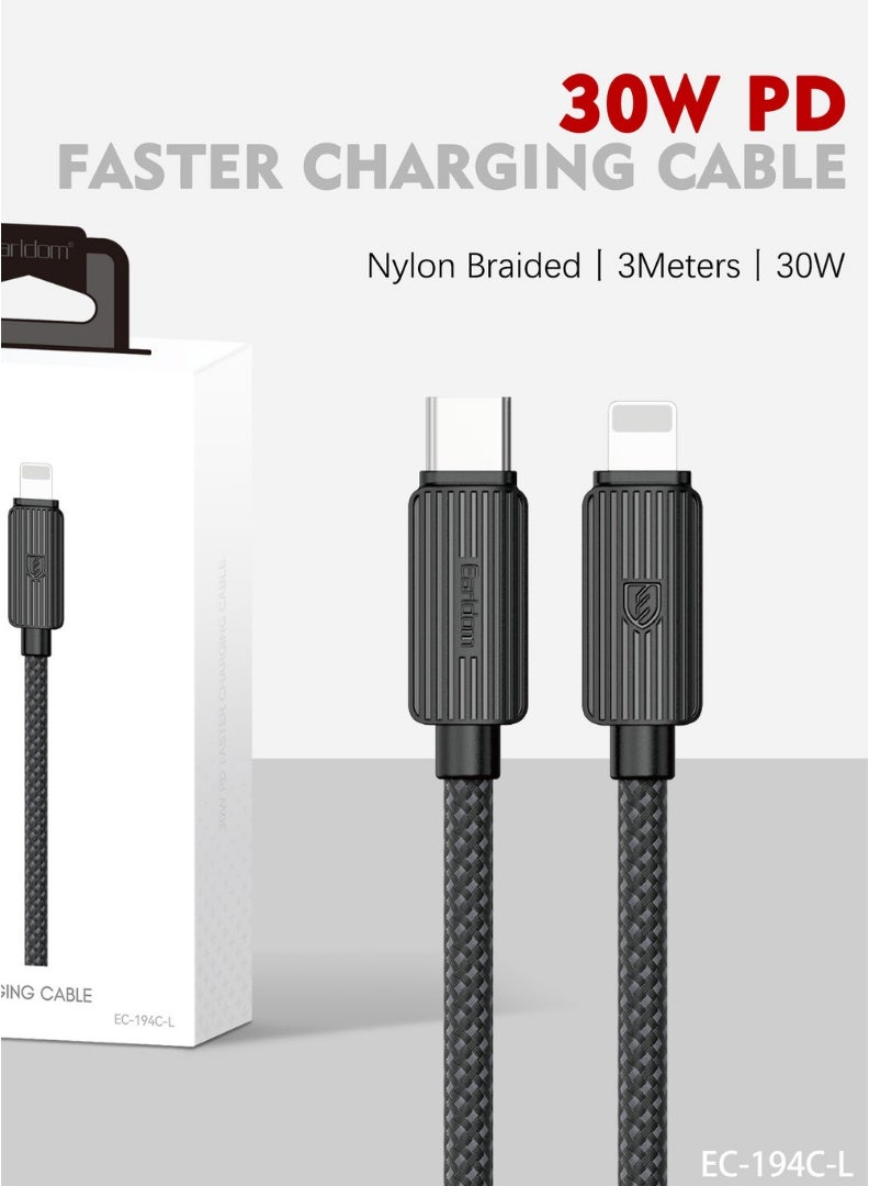 Earldom 30W USB-C to Lightning Fast Charging Cable – 3m