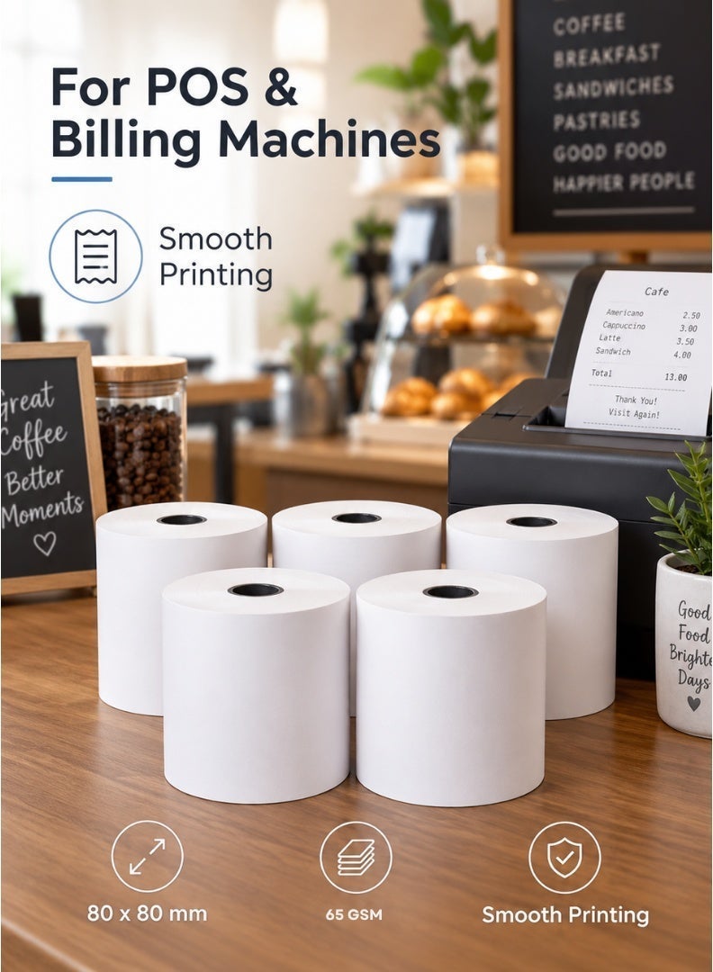 Thermal Paper Roll 80 x 80mm – 65 GSM