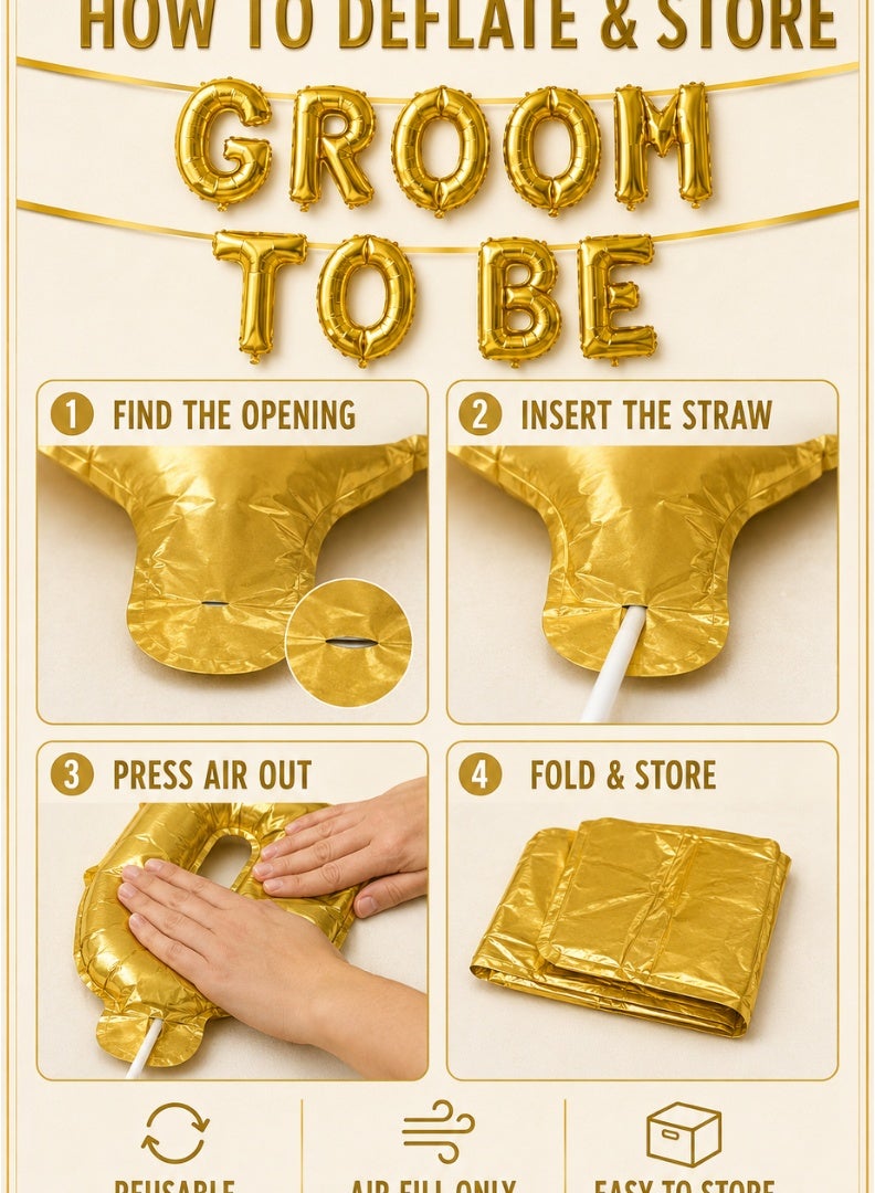 طقم بالونات حروف "Italo Groom To Be" بتصميم رقائق معدنية