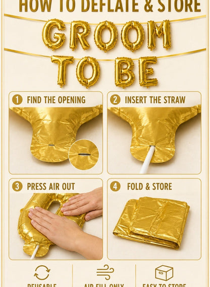 طقم بالونات حروف "Italo Groom To Be" بتصميم رقائق معدنية