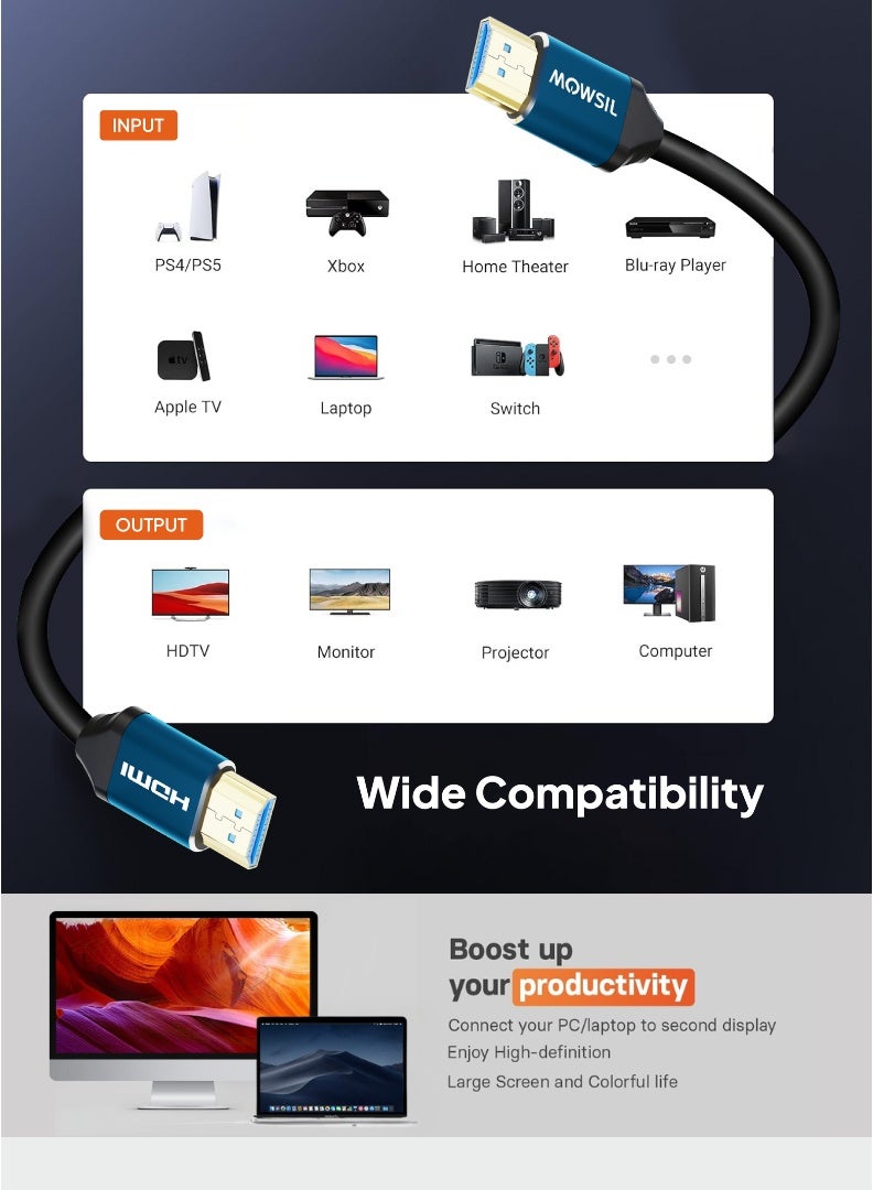 Mowsil 4K 60Hz HDMI Cable – 2m