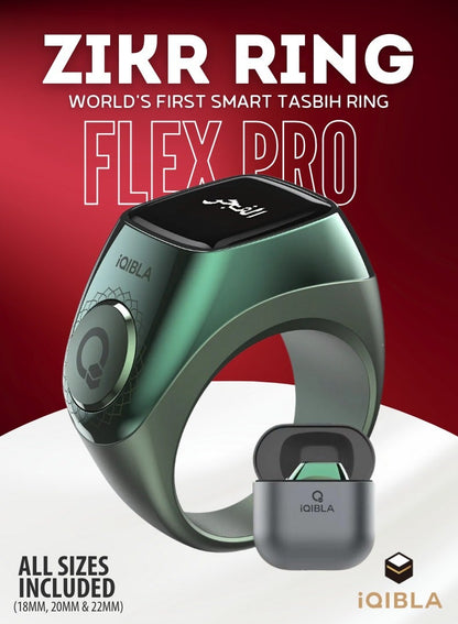 خاتم الذكر الذكي iQIBLA Flex Pro – عداد تسبيح ومنبه للصلاة