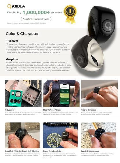 iQIBLA Zikr Ring Jood Pro – Prayer Reminder & Fitness Tracker
