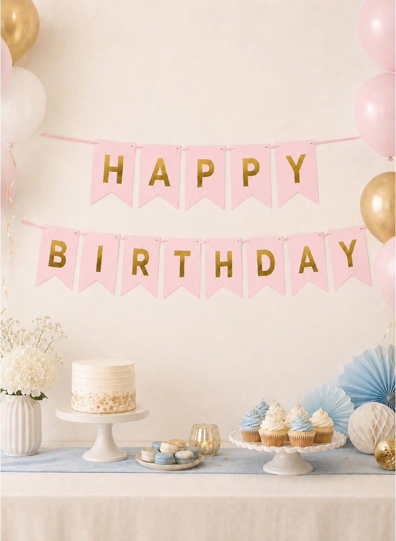 Happy Birthday Letter Banner with Hanging Ribbon