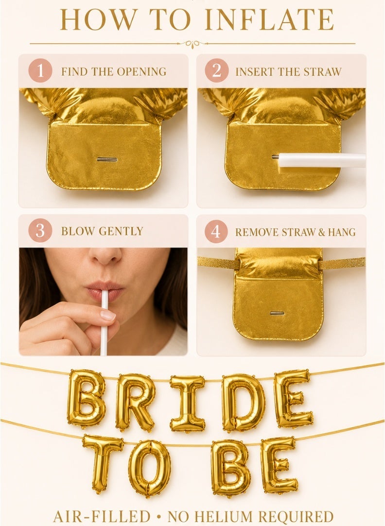 Italo Bride To Be Foil Letter Balloon Banner Set