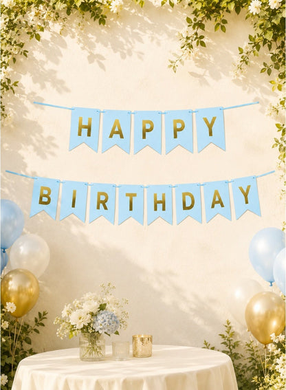 Happy Birthday Letter Banner with Hanging Ribbon