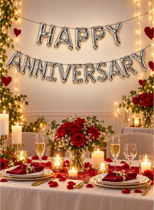 Italo Happy Anniversary Foil Letter Balloon Banner Set
