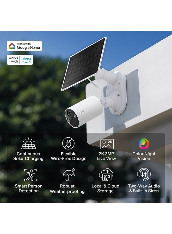 طقم كاميرا المراقبة الأمنية من TP-Link Tapo التي تعمل بالطاقة الشمسية – بدقة 2K 3MP
