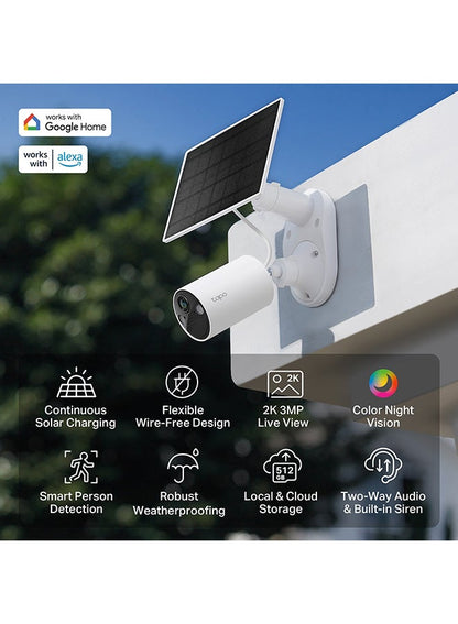 طقم كاميرا المراقبة الأمنية من TP-Link Tapo التي تعمل بالطاقة الشمسية – بدقة 2K 3MP