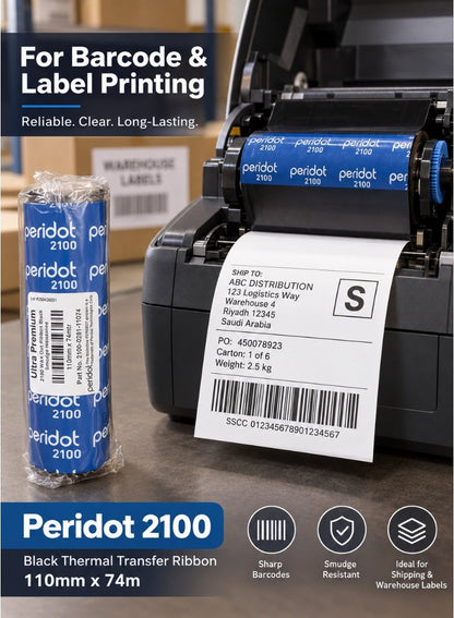 Premium Wax Thermal Transfer Ribbon 110mm x 74m