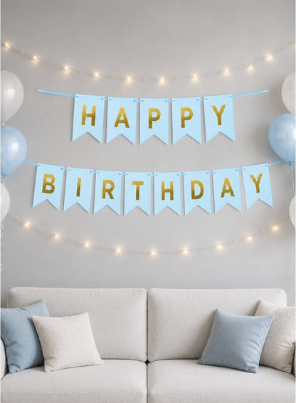 Happy Birthday Letter Banner with Hanging Ribbon