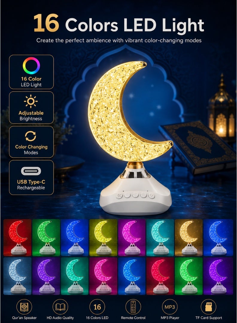 Holy Quran Speaker with Crescent LED Light & Remote Control