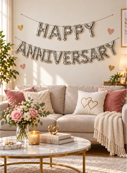 Italo Happy Anniversary Foil Letter Balloon Banner Set