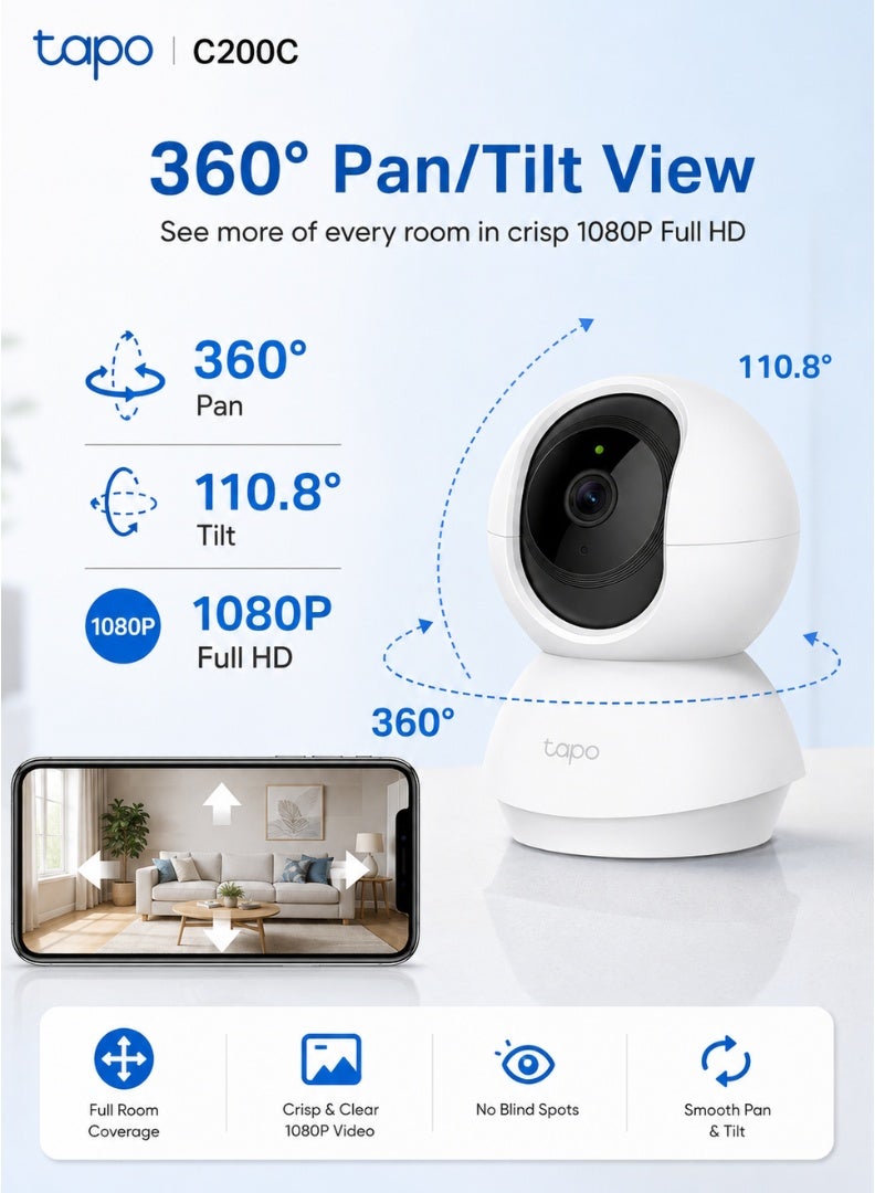 TP-Link Tapo Pan/Tilt Home Security Camera – 1080p, 360° View