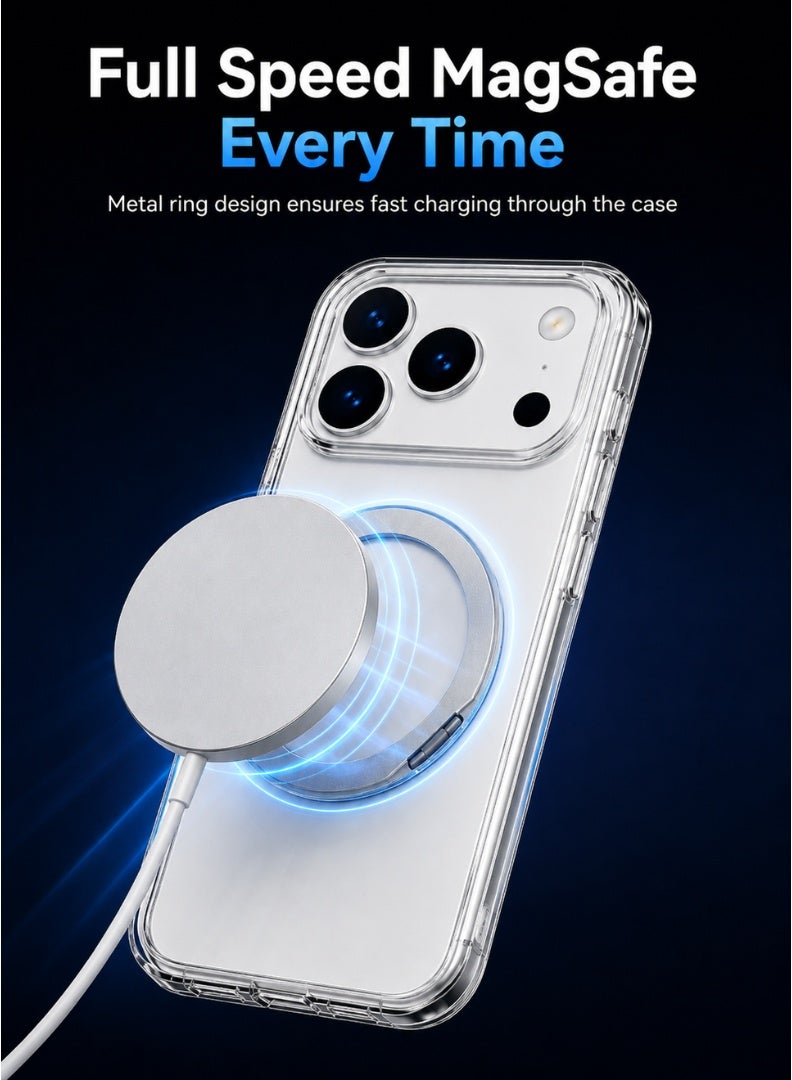 Clear Magnetic Case with Ring Stand for iPhone