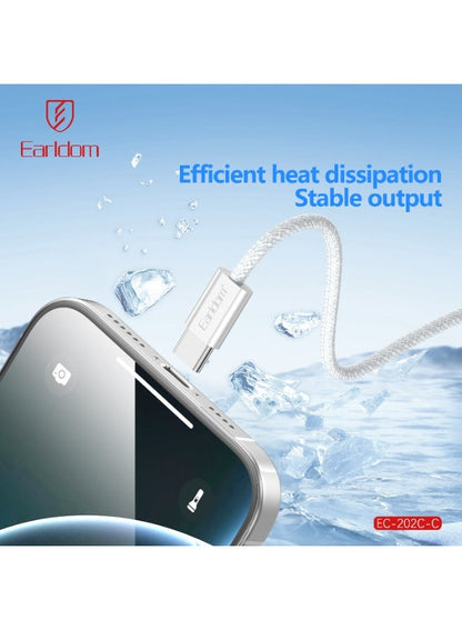 Earldom 60W USB-C to USB-C Braided Fast Charging Cable – 1m
