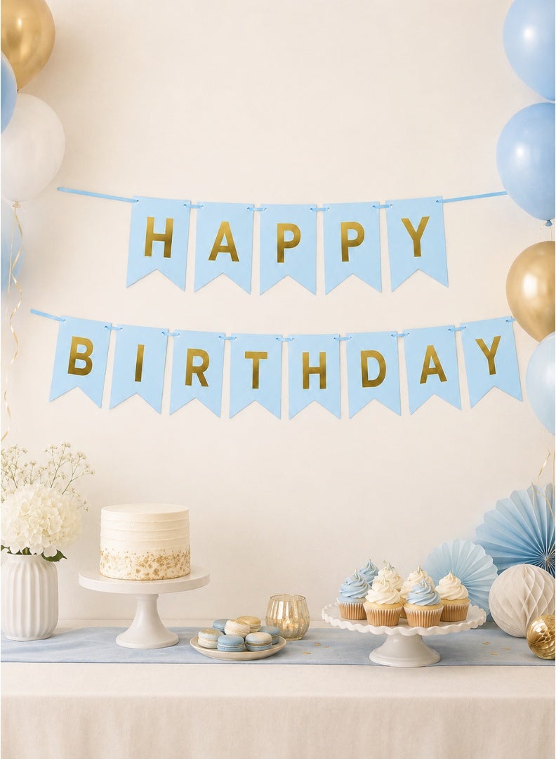 Happy Birthday Letter Banner with Hanging Ribbon
