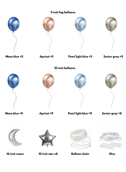 Dimi Balloon Garland Kit – 80 Pieces, Blue Gold Silver