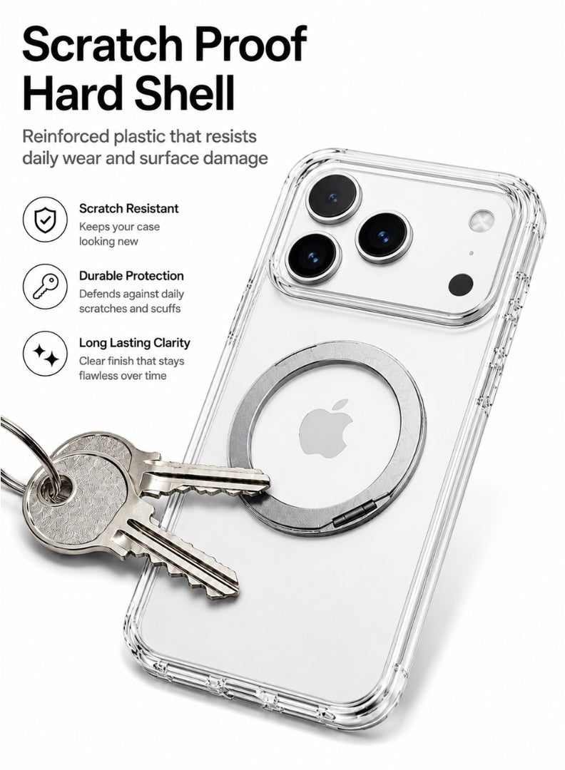 Clear Magnetic Case with Ring Stand for iPhone