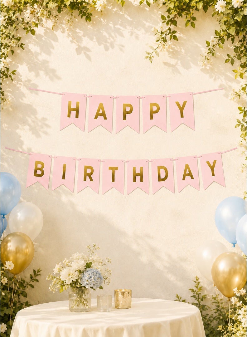 Happy Birthday Letter Banner with Hanging Ribbon