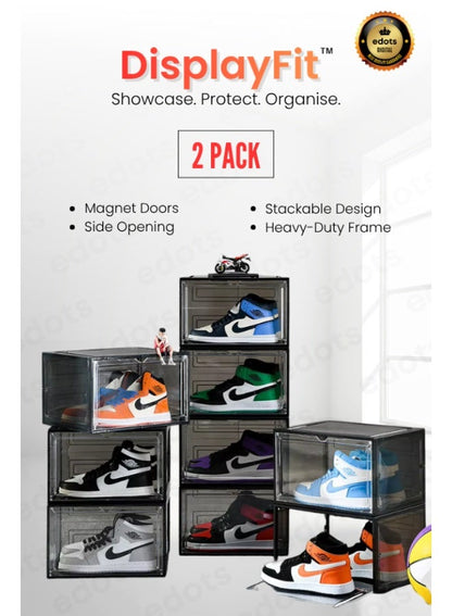 DisplayFit Magnetic Side-Opening Shoe Box Organizer