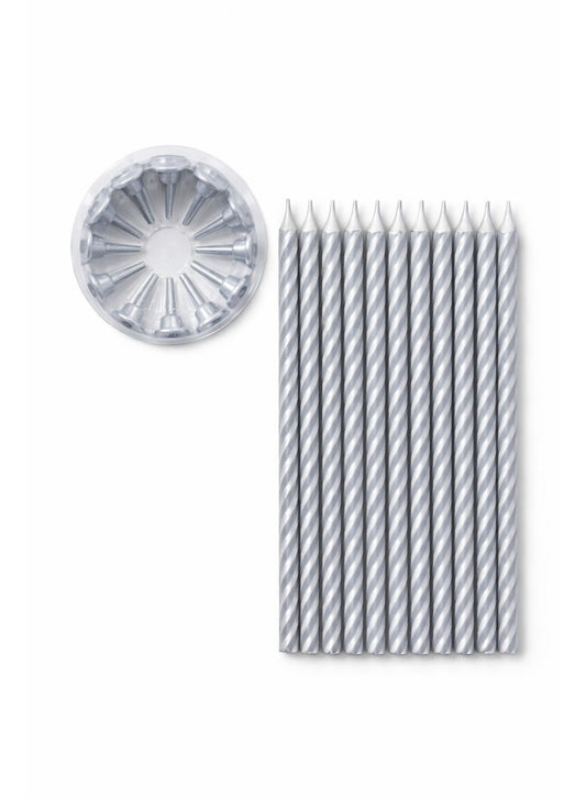 Party Time Silver Spiral Birthday Candles