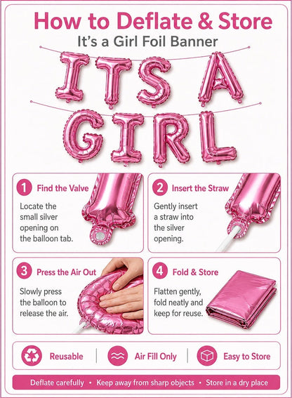 Italo It's A Girl Foil Letter Balloon Banner Set