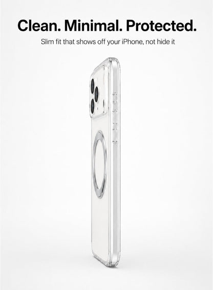 Clear Magnetic Case with Ring Stand for iPhone