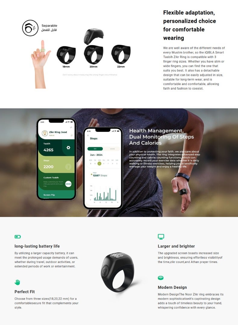 iQIBLA Zikr Ring Jood Pro – Prayer Reminder & Fitness Tracker
