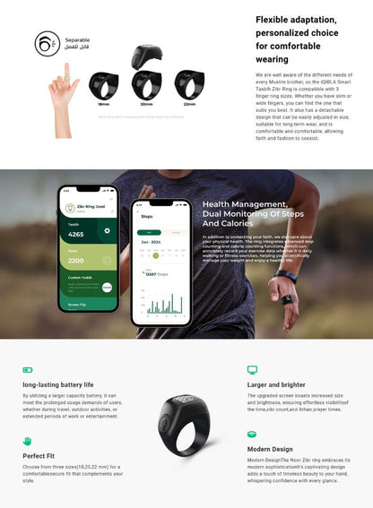 iQIBLA Zikr Ring Jood Pro – Prayer Reminder & Fitness Tracker
