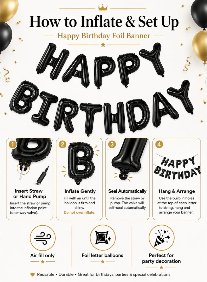 Party Time Happy Birthday Foil Balloon Banner – 16 Inch