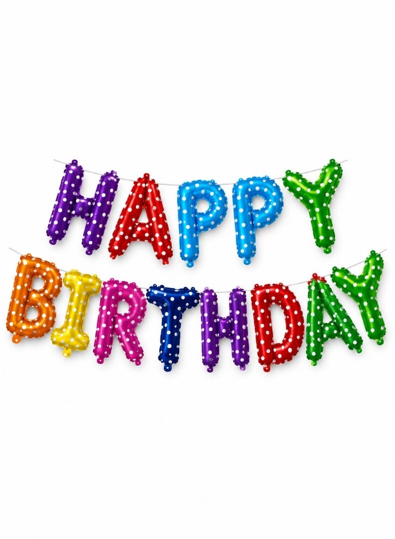 Italo Happy Birthday Foil Letter Balloon Banner Set – 13 Pieces